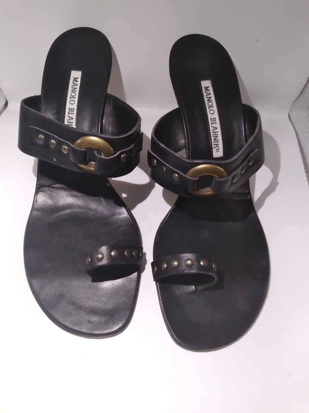 Manolo Blahnik Studded Black Mule Sandals